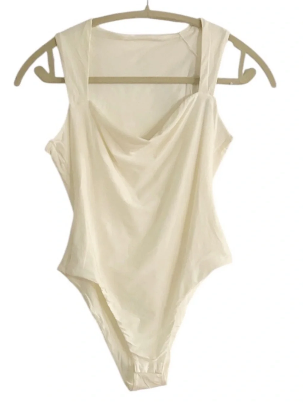 Halara Sleeveless Bodysuit Size Medium Cowl Neck Cream Ivory NEW With Tags